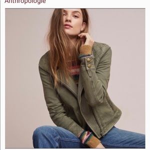 Anthropology Army Green Moto Jacket XS
